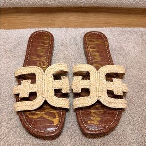 Sam Edelman Cream and Brown Slide Sandals